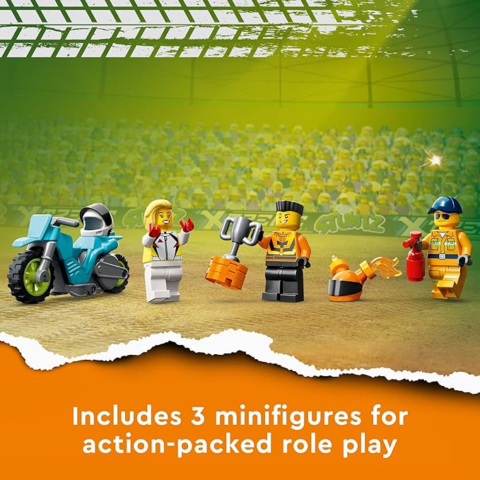 LEGO City Stuntz Stunt Truck & Ring of Fire Challenge 60357 with Flywheel-Powered Motorcycle Toy and Minifigures, Fun Gift for Kids Ages 6 Plus, 2023 Set