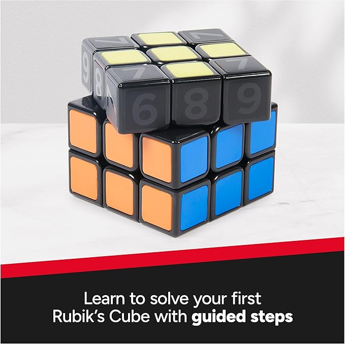 Rubik’s Cube Coach Cube, Learn to Solve 3x3 Cube with Stickers, Guide, & Videos, Stress Relief Fidget Toy, Adult Toy Fidget Cube for Ages 8+