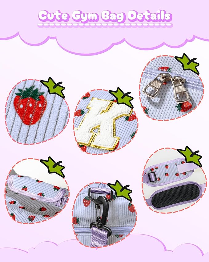 6 Year Old Girl Birthday Gift Ideas, Girls Gym Bag, Kids Personalized Overnight Duffle Bags with Shoe Compartment, Monogram Travel Tote with Makeup Bag, Gifts for Teenager (Letter O)