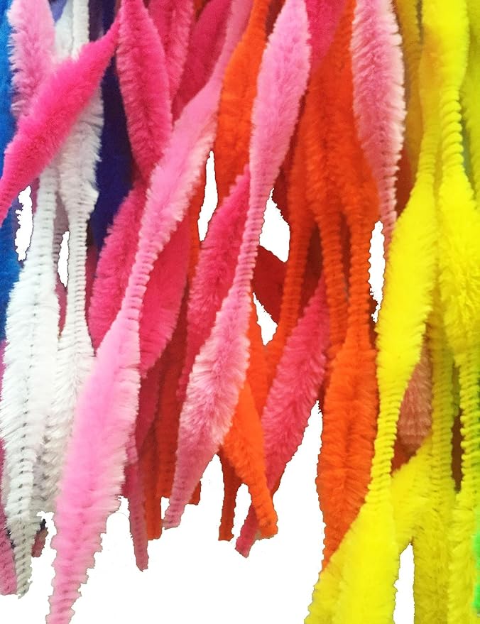 Pack of 100 Pipe Cleaners Fuzzy Bumpy Chenille Stems for Creative Handmade DIY Art Craft (Multicolor)