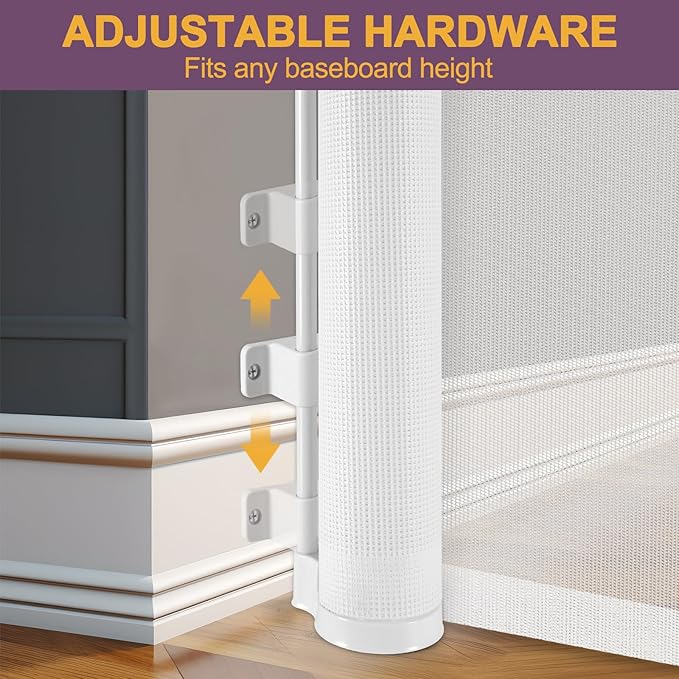 42" Tall X 100" Extra Wide Retractable Baby Gates for Large Openings Extra Tall Dog Gates for Doorway Tall Retractable Pet Gate Tall Mesh Gates for Kids Long Dog Gate for Indoor/Outdoor, White