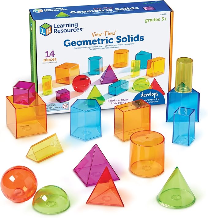 Learning Resources Plastic Base Ten Class Set & View-Thru Geometric Solids - Geometric Shapes, Back to School Supplies Must Haves, Math Teacher Supplies