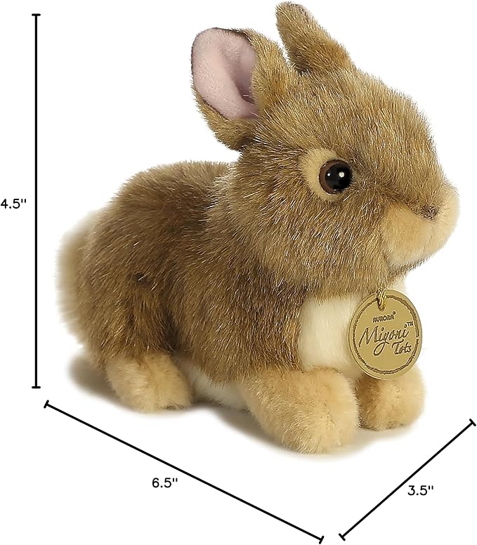 Aurora® Adorable Miyoni® Tots Baby Bunny Stuffed Animal - Lifelike Detail - Cherished Companionship - Brown 7 Inches