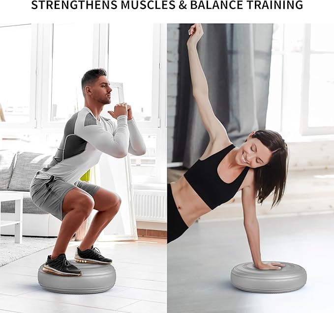 Inflated Wobble Cushion,Circular Non-slip Texture for Comfortable Sitting,Extra Thick Dyna Disc with Pump for Core Strength,Wiggle Seat to Improve Posture,Fitness,660lb Load Capacity