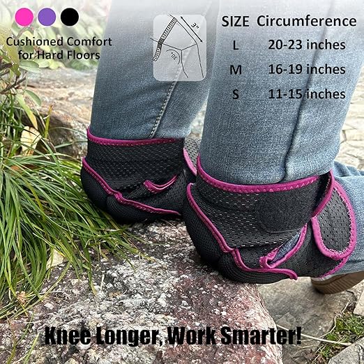 Garden Knee Pads for Working, Kneeling Pad for Cleaning, Flooring, Mechanic Work – with Adjustable Straps and Soft Foam Cushion, Protective Kneepads for Men, Women, Elderly for Christmas – Pink L