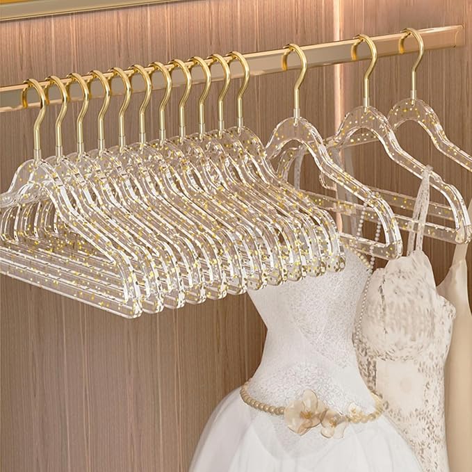 Baby Glitter Hanger 20 Pack,13.97" Kids Toddler Hangers for Closet,Gold Sparkling Plastic Baby Clothes Hangers,Girl Toddler Hangers, Non-Slip Space Saving Kid Hangers for Dress Up