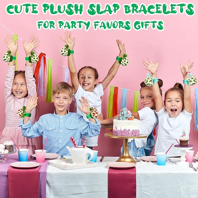 Lenwen 8 Pcs Stuffed Animal Slap Bracelets for Kids Plush Animals Slap Bracelets Bulk Cute Tiger Giraffe Turtle Koala Bracelets Wrist Animals for Girls Boys Valentine's Day Party