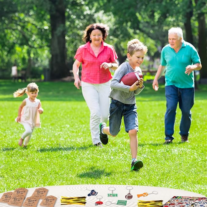 Football Party Favors 184 Pcs Football Birthday Party Decoration With Cups Straws Slap Bracelets Whistles Wristbands Keychains Stickers Thank you Tags for Sports Party Supplies (Football)