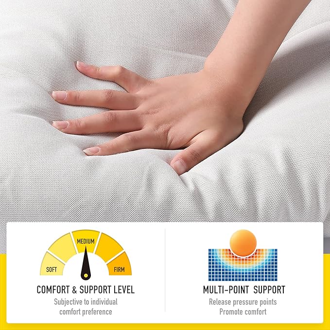 SUNROX LokGrip Non Slip Tufted Memory Foam Bench Cushion, FadeShield Water Resistant Durable Thicken Outdoor/Indoor Bench Seat Pads 59x16x4 inch, Cream