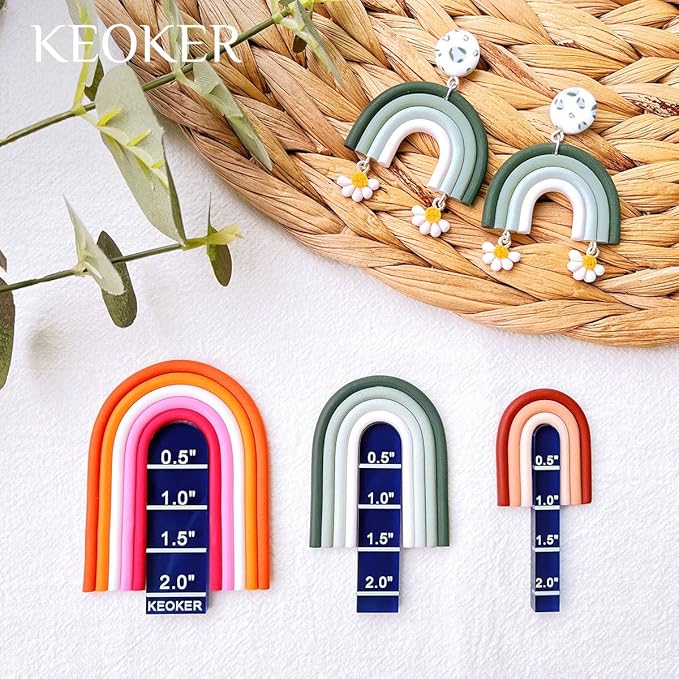 Keoker Polymer Clay Acrylic Rainbow Arch Guide Set, 3 Size for Polymer Clay Earrings, Polymer Clay Earrings Jewerlry Supplies, Polyemr Clay Earings Tools
