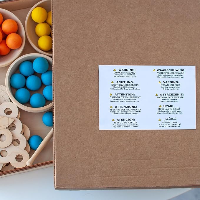 Ulanik Sweet Counting Large Toddler Montessori Toys for 3 Year Old + Kids Wooden Matching Game for Learning Color Sorting and Counting — 60 Balls, 0.98 in