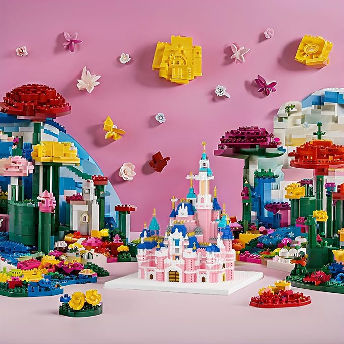 Pink Castle Mini Micro Building Blocks Set Perfect for Girls Age 8-12 Includes Building Blocks SETS ARCHITECTURE, HOME ALONE Building Blocks SET,Architecture Building Blocks sets(3600PCS)