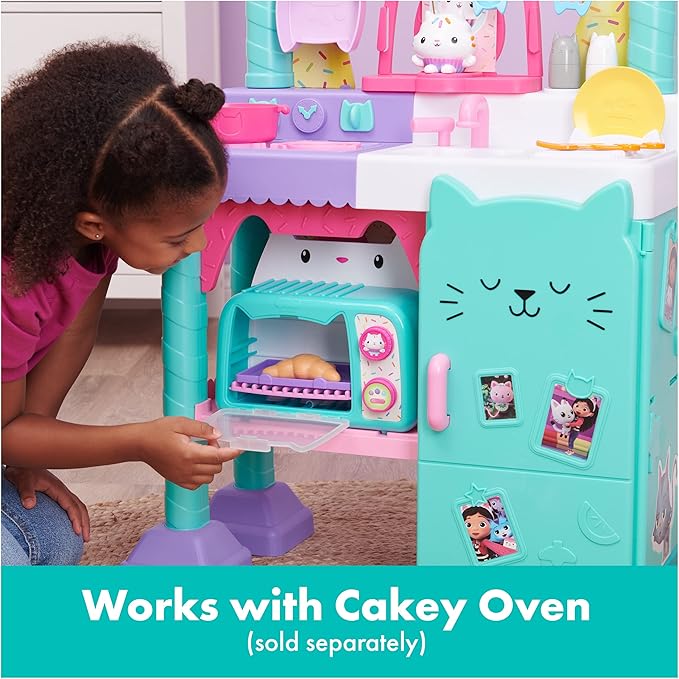 Gabby’s Dollhouse, Cakey Kitchen Set for Kids with Play Kitchen Accessories, Play Food, Sounds, Music and Kids Toys for Girls and Boys Ages 3 and up