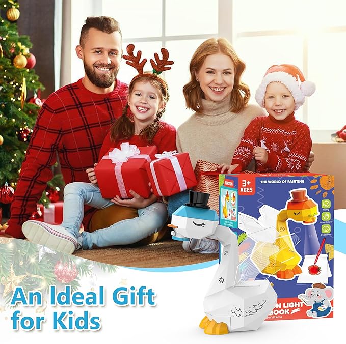 MFEESYOB Swan Drawing Projector for Kids, Tracing and Drawing Projector for Kids with Cute Swan Look, Smart Art Sketcher Projector with 96 Stencils, Toddler Toys for Girls Boys 3+, White