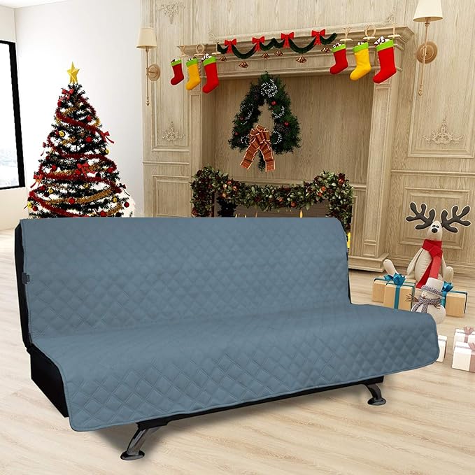 Easy-Going Sofa Slipcover Futon Cover Waterproof Couch Cover Furniture Protector Cover Pets Covers Whole Fabric No Stitching Non-Slip Fabric Pets Kids Children Dog Cat (Futon, Light Blue)