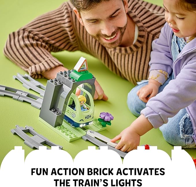 LEGO DUPLO Town Train Tunnel and Tracks Expansion Set - 10 Extra Pieces of Train Tracks - Preschool and Toddler Train Set, Ages 2+ - Building Toy for Boys and Girls - 10425