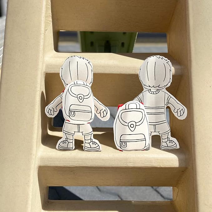 Color Your Doll - Boy Doll with Pocket & Backpack - Washable Markers Included - Educational Art & Crafts Toy for Kids - Reusable, Color, Play, Wash, Repeat - Creative Gift