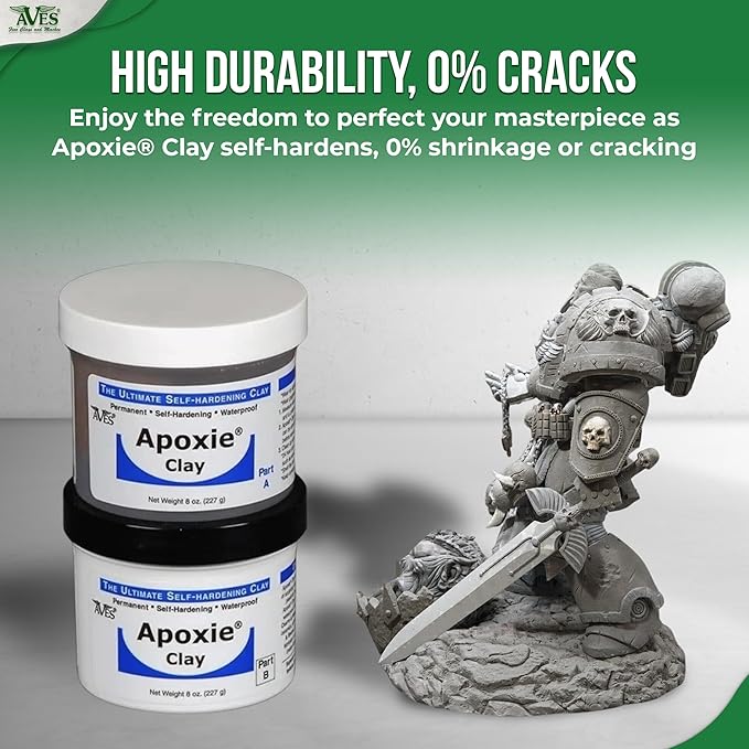 Aves Apoxie Clay - 2 Part (A & B) Self Hardening, Modeling Clay - 1 Pound White Apoxie Clay