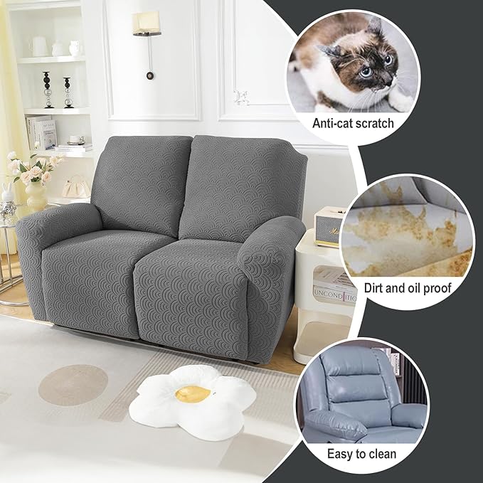 NORTHERN BROTHERS Loveseat Recliner Cover, Reclining Loveseat Covers, Love Seat Recliner Cover, Recliner Sofa Covers 2 Seater, Light Gray