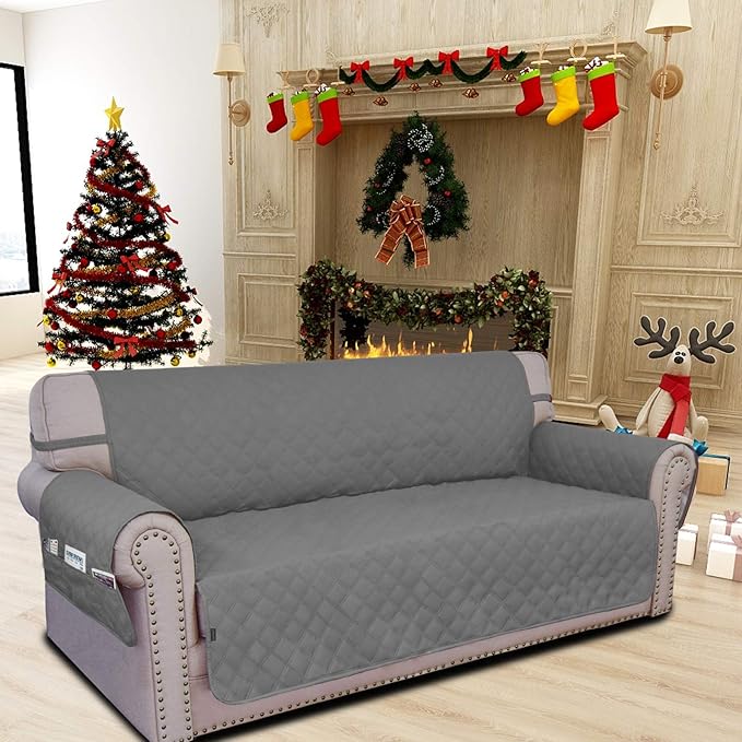 Easy-Going Sofa Slipcover Oversized Sofa Cover Waterproof Couch Cover Furniture Protector Cover Pets Covers Washable Non-Slip Fabric Pets Kids Children Dog Cat (Oversized Sofa, Grey)