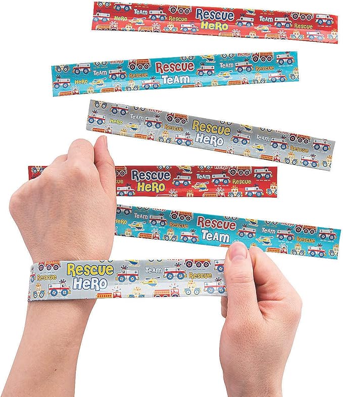 Fun Express Rescue Heroes Slap Bracelets - Jewelry - 12 Pieces