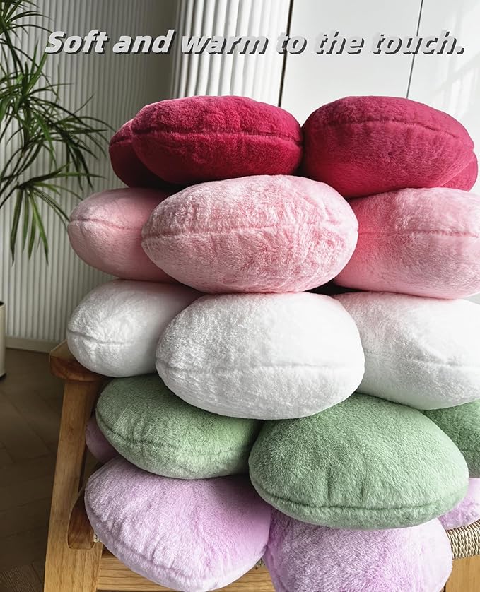 White Flower Pillow, 19.6In Floor Pillow Cushion, Cute Flower Shaped Throw Pillow, Home Decorative Pillows for Sofa, Couch, Bed