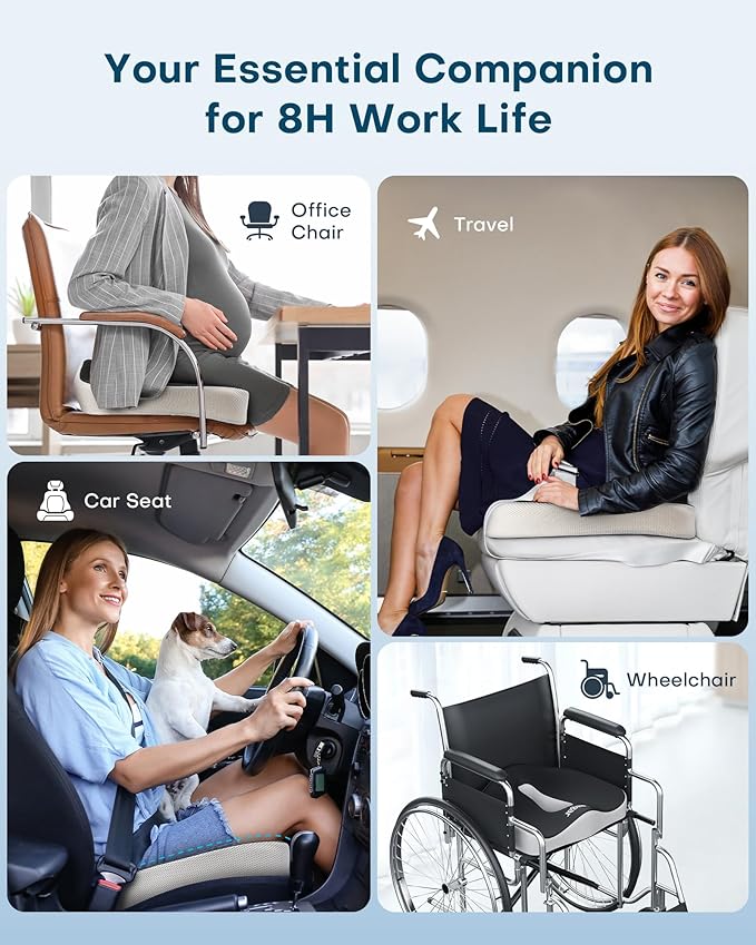 Feagar X Large Memory Foam Seat Cushions for Office Chairs Desk, Gaming Chair Cushion Tailbone Pain Relief Mesh Pads Extra Dense Hip Sciatica Car Seat Cushion for Long Sitting Hours