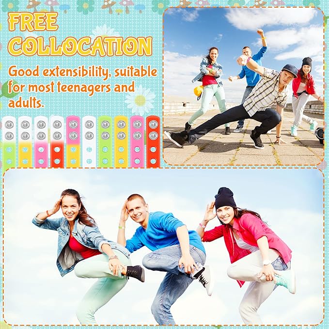 50 Pcs Silicone Bracelets Adjustable Rubber Bracelets Wristbands Cute Colorful Bracelets with Holes Charms Swimming Identify Birthday Party Gifts, 10 Colors, 8''