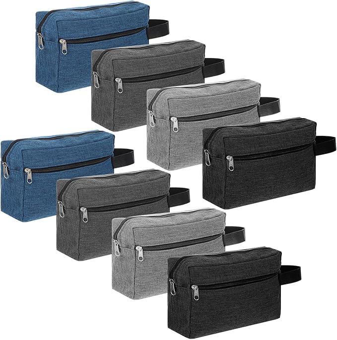 HaiFafafaing 8 Pcs Travel Toiletry Bag for Men, Waterproof Portable Cosmetic Grooming Storage Shaving Bag Pouch, Mens Hanging Toiletry Travel Bags Bulk Groomsmen Gifts for Wedding Day