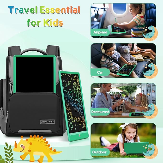 FLUESTON LCD Writing Tablet, Doodle Board Toys Gifts for 3-8 Year Old Girls Boys, 10 Inch Colorful Electronic Board Drawing Pad for Kids, Gifts for Toddler Educational Learning Travel Birthday, Green