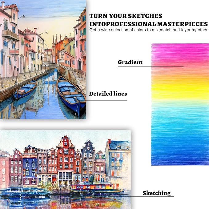 Colored Pencils for Adult Coloring Books, Set of 72, Oil-Based Core Drawing Pencils, 3.8mm Soft Leads with Adult Coloring Pencils, Professional Art Supplies for Adults, Beginner and Kids