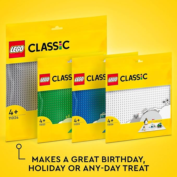 LEGO Classic Gray Baseplate Square 48x48 Stud Foundation to Build, Play, and Display Brick Creations, Great for City Streets, Castle, and Mountain Scenes, 11024