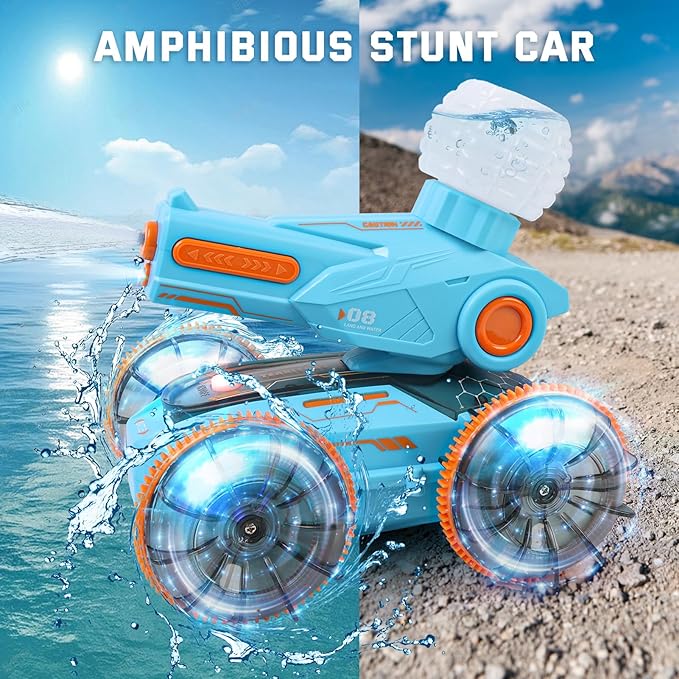 Amphibious Remote Control Car Gifts for Kids 6 7 8-12 Years Old Boys Girls Birthday Gift - Water Pool Toys Waterproof 4WD Gesture Sensing RC Car Boat