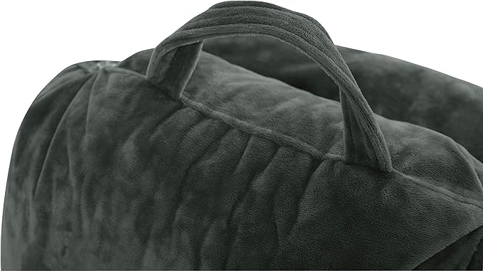 Husband Pillow Medium Dark Green, Backrest Kids, Teens, Petite Adults - Reading Pillows with Arms, Adjustable Loft, Plush Memory Foam, Bed Rest Chair Sitting Up, Detach Neck Roll, Removable Cover
