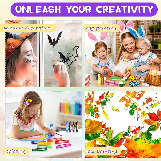 60 Pcs Tempera Paint Sticks 30 Colors Kids Washable Paint Safe Quick Drying Paint Crayons Children Arts and Craft Toddler Art Supplies for Paper Wood Glass Rock Poster Canvas