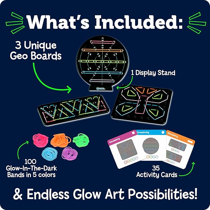Learning Resources STEM Explorers Geo-Glow Art Kit - STEM Toys for Kids, Glow in The Dark Toys, STEM Classroom Must Haves, Gift for Kids Ages 5+