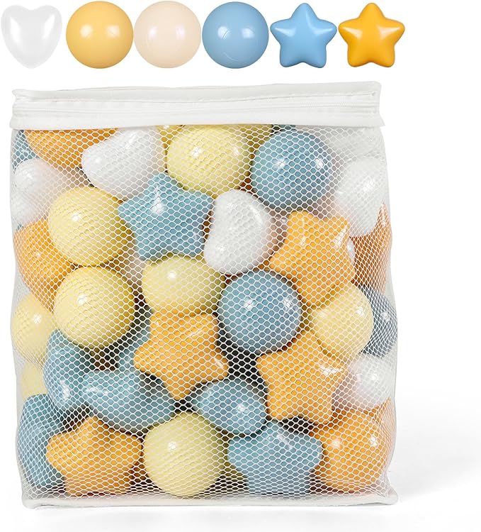 GOGOSO Ball Pit Balls,Plastics Balls for Ball Pit, Stars Hearts Shape for PastelBall for Toddlers Kids