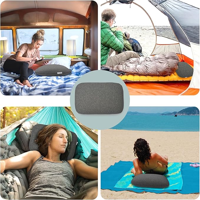 Orynvaux Memory Foam Camping Pillow - Lightweight & Portable Small Travel Pillow for Airplane & Train Travel, Camping, Backpacking, Removable Washable Cover, Easy to Clean, Includes Storage Bag