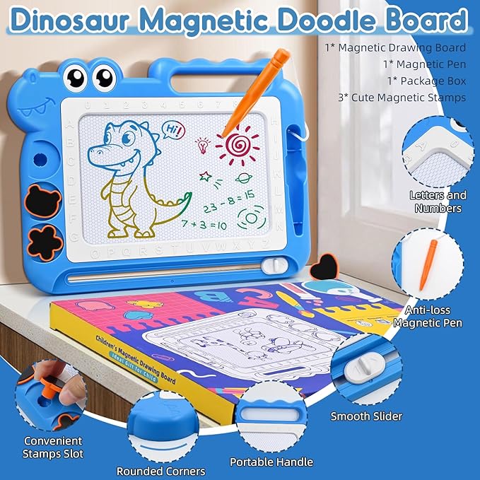 AiTuiTui Magnetic Drawing Board Toddler Toys with Legs for Girls Boys, Color Sketch Writing Scribble Doodle Pad Travel Games, Educational Learning Kids Toys for Birthday or Valentine Gift (Blue)