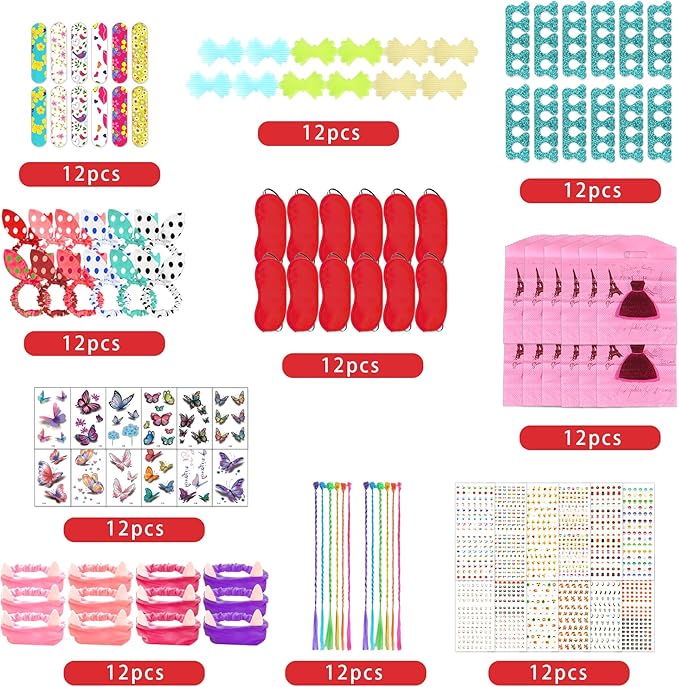 120 PCS Spa Party Favors for Girls Multiple Spa Party Supplies with Nail File Toe Separators Pink Tote Bags Colorful Hair Braids Clips Eye Mask Nail Stickers Butterfly Tattoo Stickers