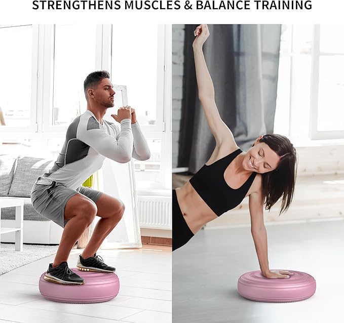 Inflated Wobble Cushion,Circular Non-slip Texture for Comfortable Sitting,Extra Thick Dyna Disc with Pump for Core Strength,Wiggle Seat to Improve Posture,Fitness,660lb Load Capacity