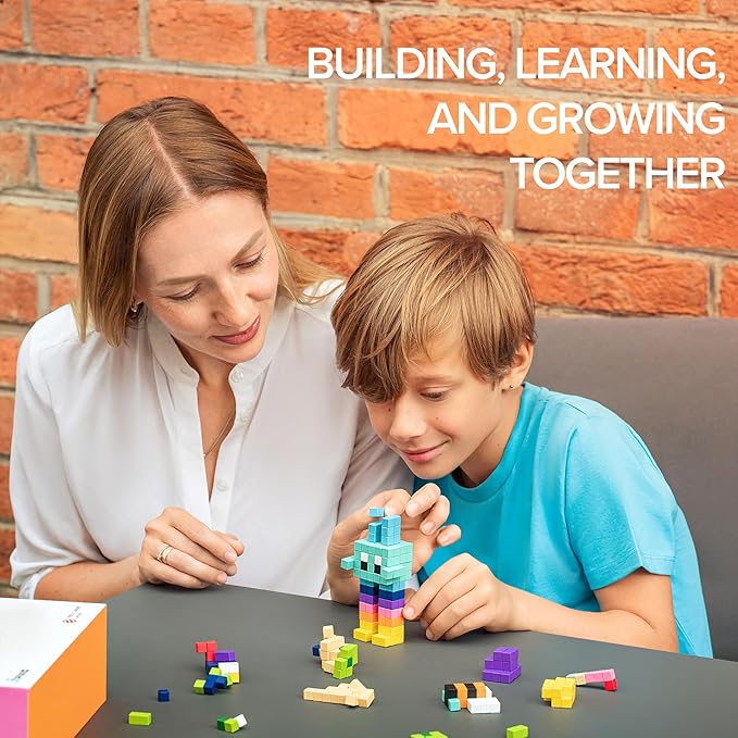 PIXIO Bright Animals - Magnetic Building Blocks for Kids Over 6 Years, Pixel Art, STEM Magnet Toys for Kids Ages 8-12, Portable Magnetic Blocks for Creativity - 162 pcs