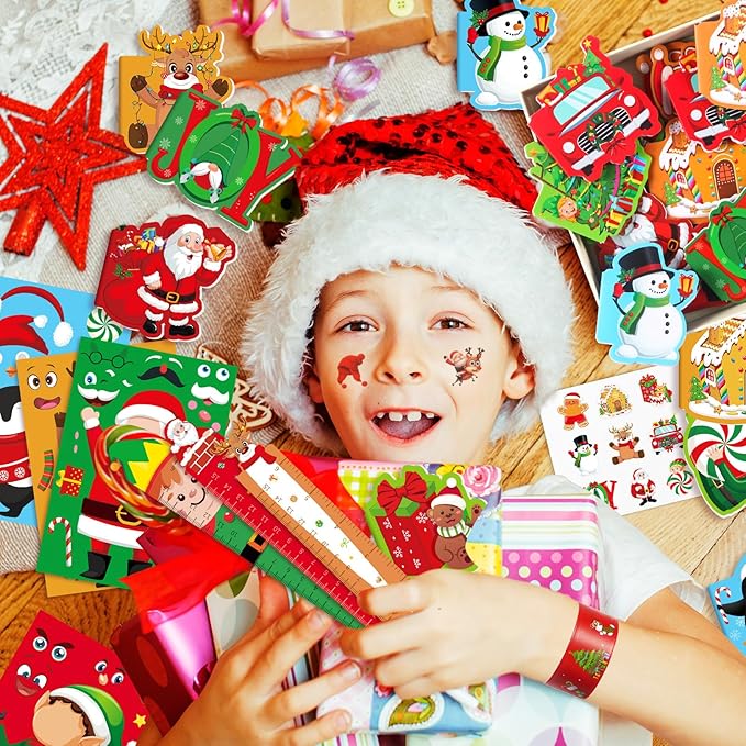 BenLouis Christmas School Stationery Set Party Favors Xmas Classroom Gift Prizes Bulk for Students Kids Holiday Stockings Pinata Filler Christmas School Goodie Bag Stuffers Decor(48set Christmas)