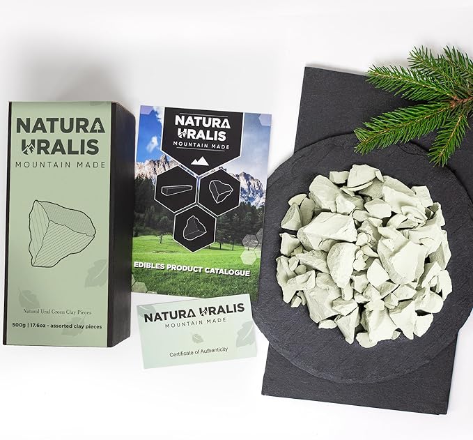 Ural Green Clay | 17oz of Natural Green Clay, Pastel to Verdant Green - Amazing Crunch, Satisfying Earthy, Velvety and Firm Texture, ASMR Sensation