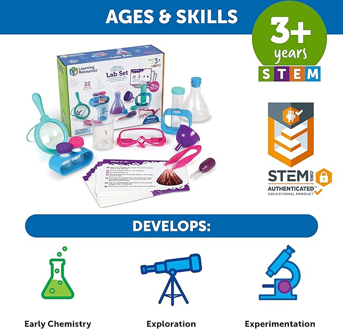 Learning Resources Primary Science Lab Set Pink, Science Kits for Kids, Experiments for Kids, stem Toys for Kids, 22 Pieces, Ages 3+