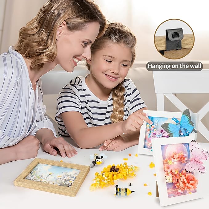 QLT QIAOLETONG Butterfly Insects Flowers Photo Frame Micro Mini Bricks Building Set, Botanical Collection Wall Art Home Office Decor, Ideas Gift Building Toy for Boys Girls Adults(P2278)