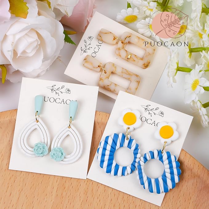 Puocaon Basic Polymer Clay Cutters - 6 Pcs Geometric Clay Cutters for Polymer Clay Earrings, Circle Clay Cutters for Jewelry, Drop Dangle Clay Cutters for Polymer Clay Jewelry