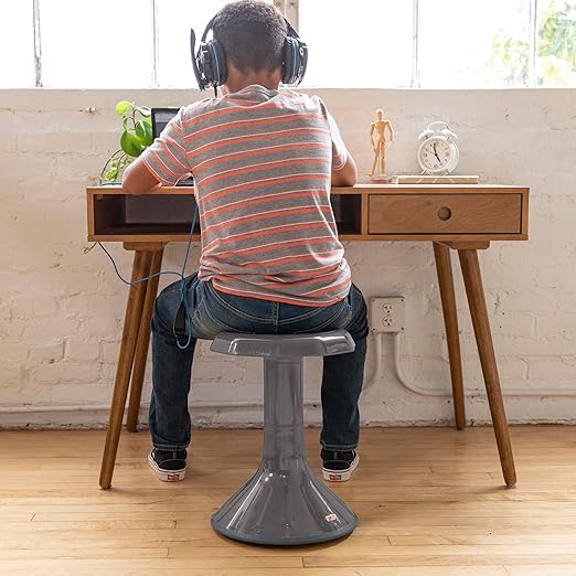 ECR4Kids ACE Active Core Engagement Wobble Stool, 18-Inch Seat Height, Flexible Seating, Grey