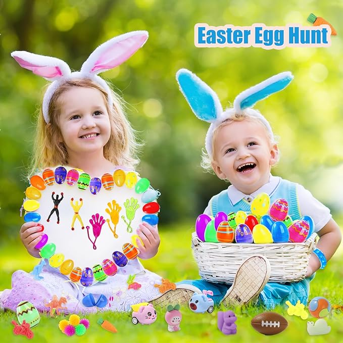 200 Pcs Prefilled Easter Eggs with Toys Inside,Easter Basket Stuffers Gifts in Surprise Eggs,Easter Toys Bulk,Easter Egg Hunt,Prizes Classroom Events,Easter Gifts Bulk,Eggs Fillers,Easte Party Favors