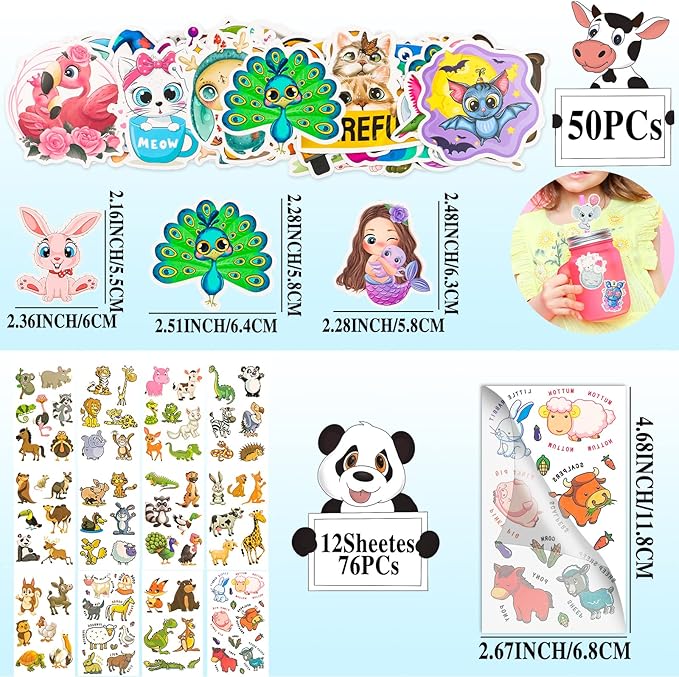 120pcs Jungle Safari Party Favors Set Stickers Keychains Rings Slap Bracelets Baby Shower Goodie Bag Fillers Jungle Safari Party Supplies Wild Theme Party Favors for Kids